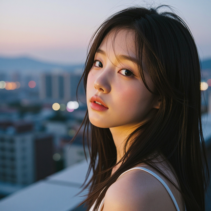 노을 보는 소녀